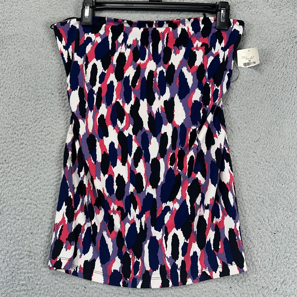 Guess Tube Tops Shirt Womens Medium White Multi Geometric Strapless Stretch NEW